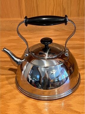 The Cellar at Macy’s Martha Stewart Stainless Steel Tea Kettle with Black Handle